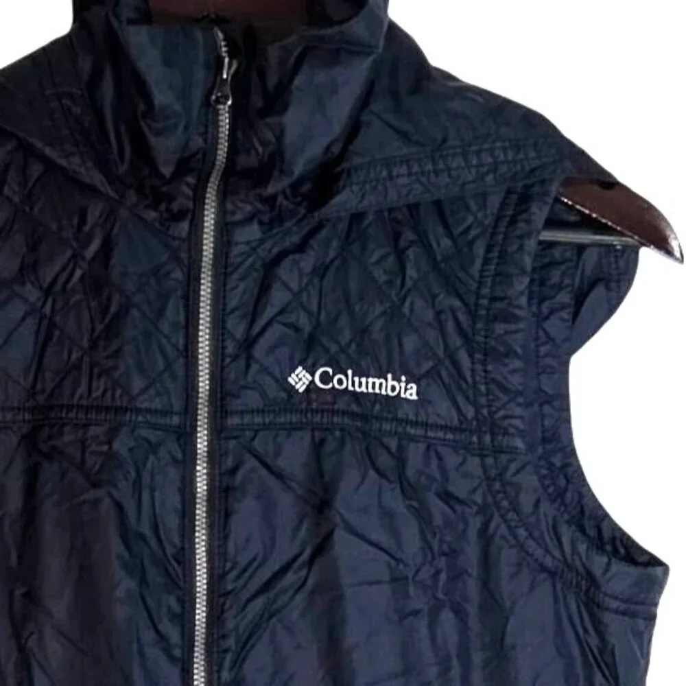 Columbia Mighty Lite Black Full Zip Hooded Nylon All Season Vest Size Small - Picture 2 of 8